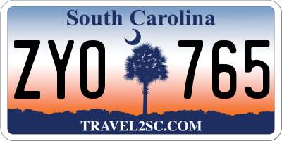 SC license plate ZYO765