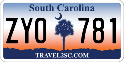 SC license plate ZYO781