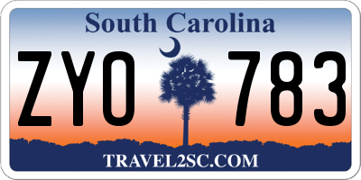 SC license plate ZYO783