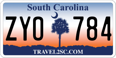 SC license plate ZYO784