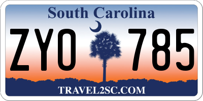 SC license plate ZYO785