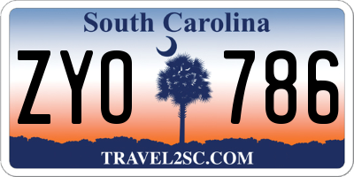 SC license plate ZYO786