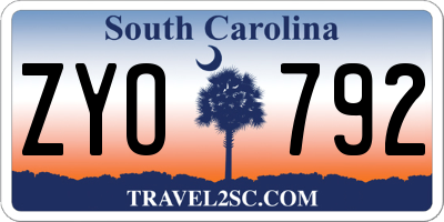 SC license plate ZYO792