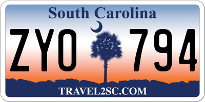 SC license plate ZYO794