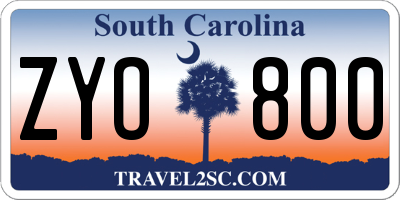 SC license plate ZYO800