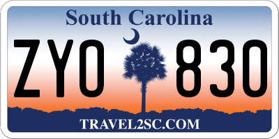 SC license plate ZYO830