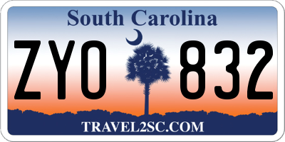 SC license plate ZYO832