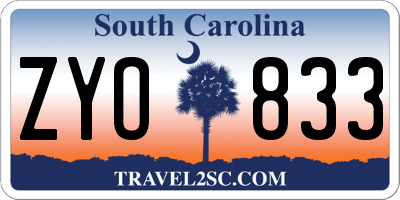 SC license plate ZYO833