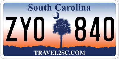 SC license plate ZYO840