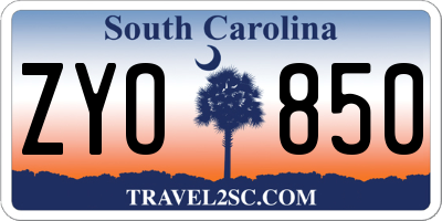 SC license plate ZYO850