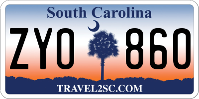 SC license plate ZYO860