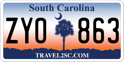 SC license plate ZYO863