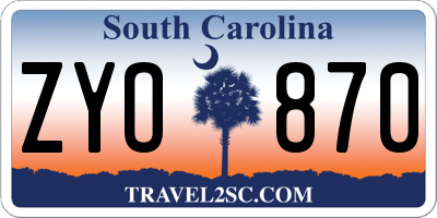 SC license plate ZYO870