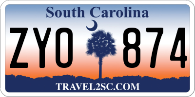 SC license plate ZYO874