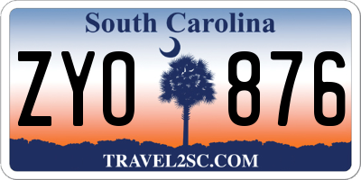 SC license plate ZYO876