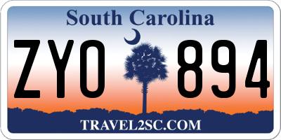 SC license plate ZYO894
