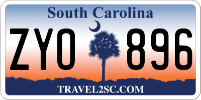 SC license plate ZYO896
