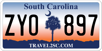 SC license plate ZYO897