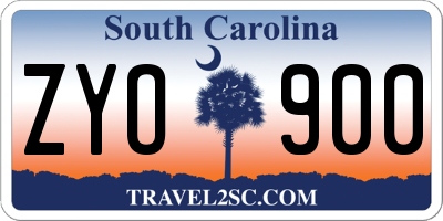 SC license plate ZYO900