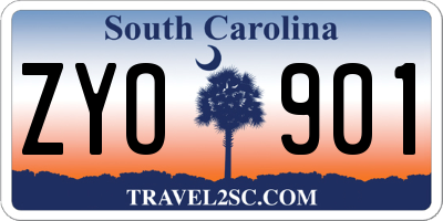 SC license plate ZYO901