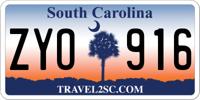 SC license plate ZYO916