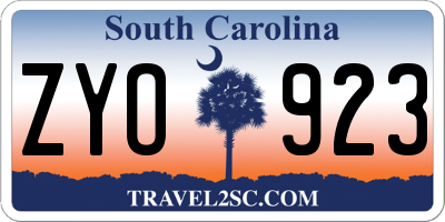 SC license plate ZYO923