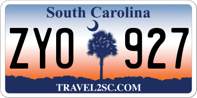 SC license plate ZYO927