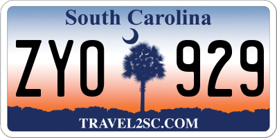 SC license plate ZYO929