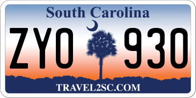 SC license plate ZYO930