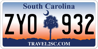 SC license plate ZYO932