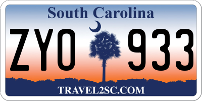 SC license plate ZYO933