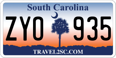 SC license plate ZYO935