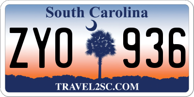 SC license plate ZYO936