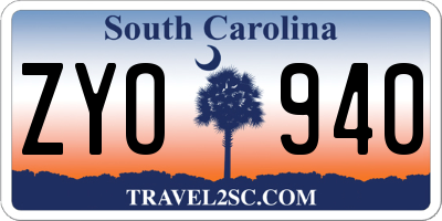 SC license plate ZYO940