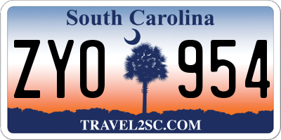 SC license plate ZYO954