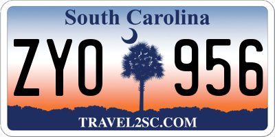 SC license plate ZYO956