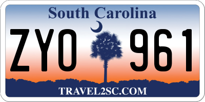 SC license plate ZYO961