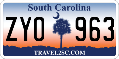 SC license plate ZYO963