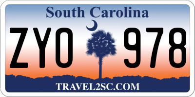SC license plate ZYO978
