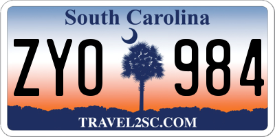 SC license plate ZYO984