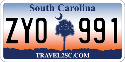 SC license plate ZYO991