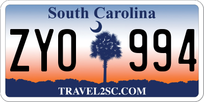 SC license plate ZYO994