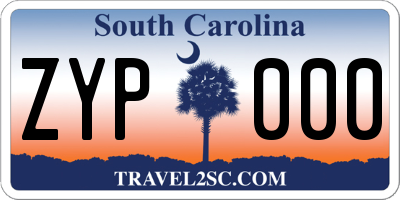 SC license plate ZYP000