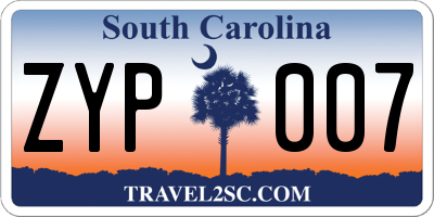 SC license plate ZYP007