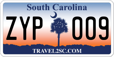 SC license plate ZYP009