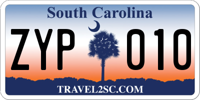SC license plate ZYP010