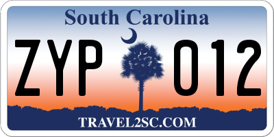 SC license plate ZYP012