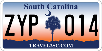 SC license plate ZYP014