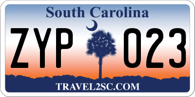 SC license plate ZYP023