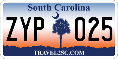 SC license plate ZYP025